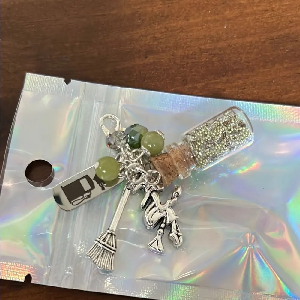 Two weeks on mars Silver and Green  Charm Accessory witch motive new